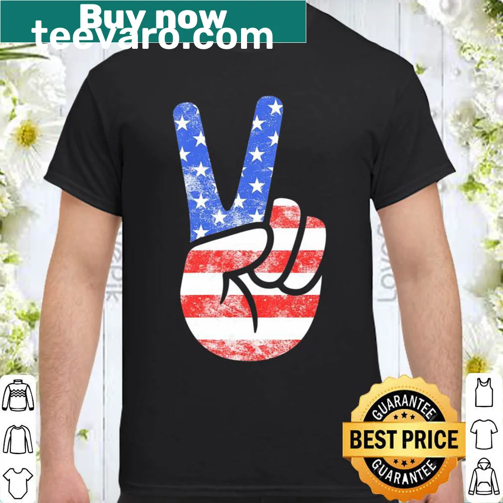 Shirt with American flag peace sign design