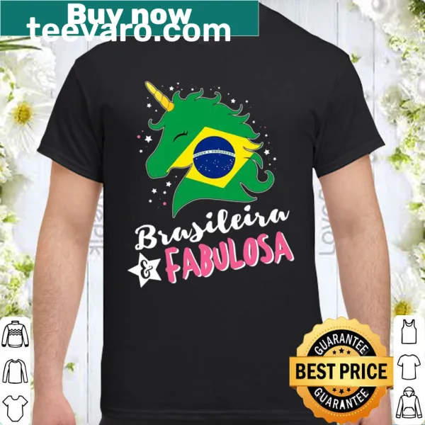 Brazil-themed shirt featuring a unicorn and Brazilian flag