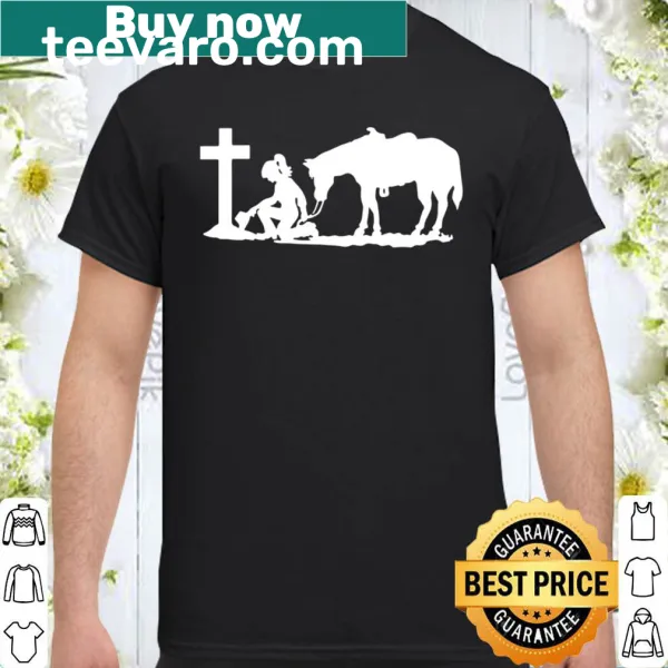 Cowgirl and horse design with a praying cross graphic