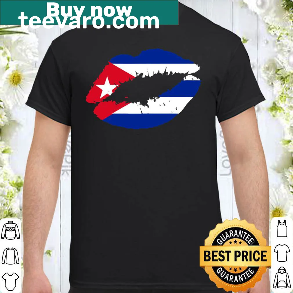 Cuban flag lips illustration shirt for baseball fans
