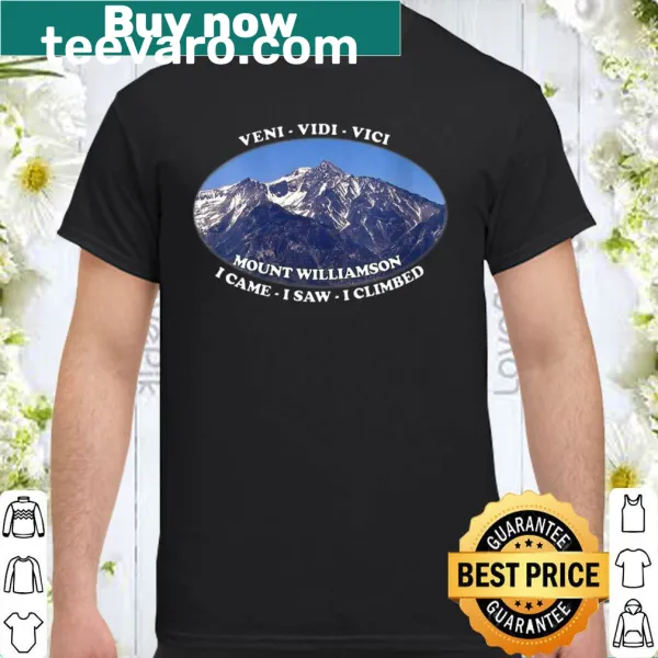 Mountain climbing graphic T-shirt showcasing Mount Williamson in California