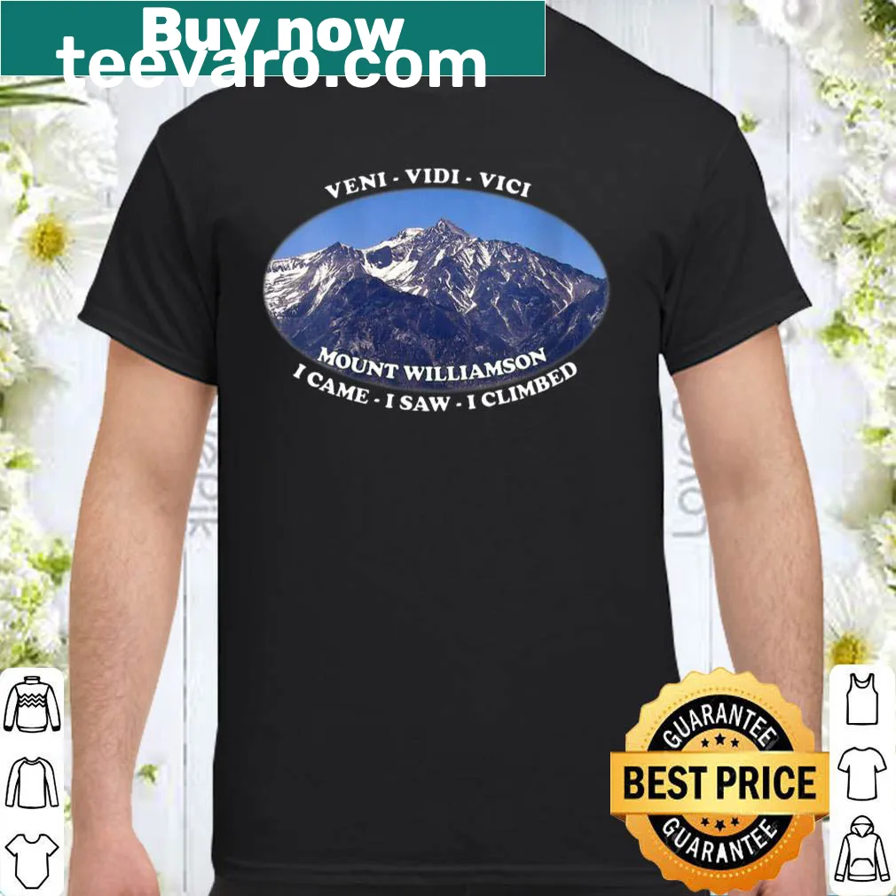 Mountain climbing graphic T-shirt showcasing Mount Williamson in California