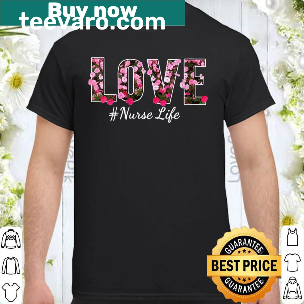 Nurse Love RN Life graphic t-shirt for nursing students
