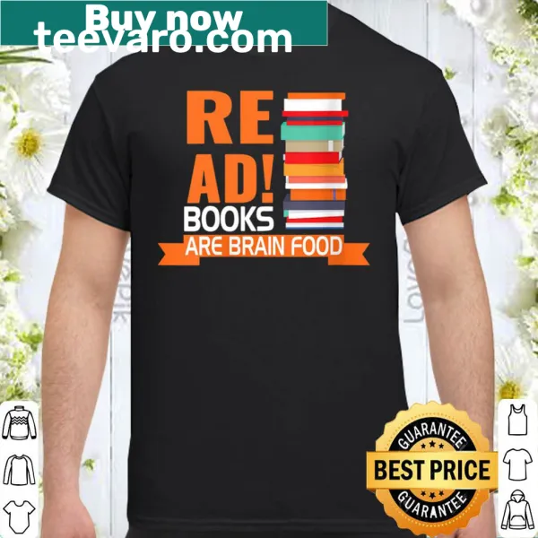 Cute shirt with 'Books are Brain Food' text design