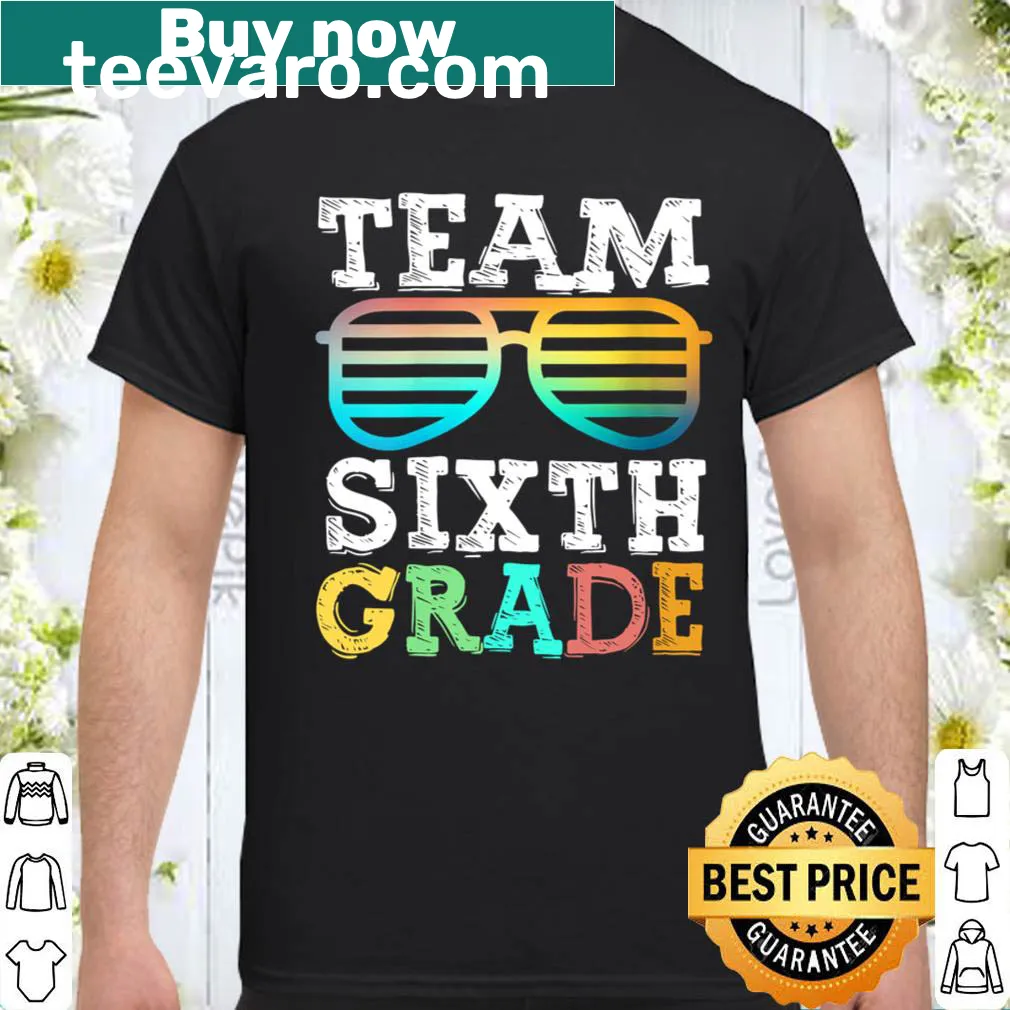 Team 6th Grade badge graphic t-shirt for teachers and students