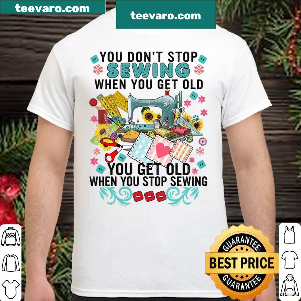 Whimsical shirt with sewing saying