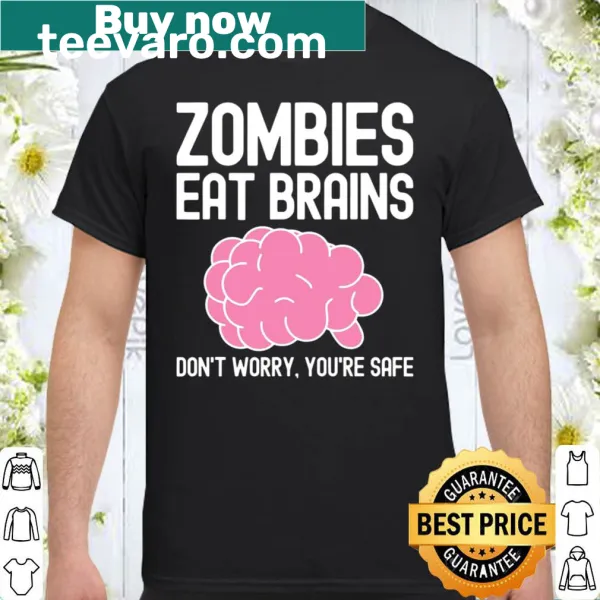 Funny Halloween shirt featuring 'Zombies Eat Brains' text