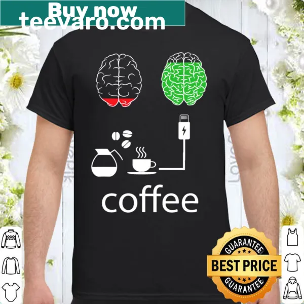 Playful coffee-themed T-shirt with text about mood and energy