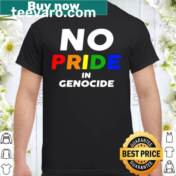 Bold text shirt challenging genocide with impactful message