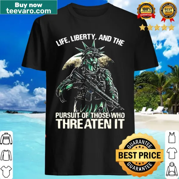 American flag graphic shirt with bold typography expressing patriotic values