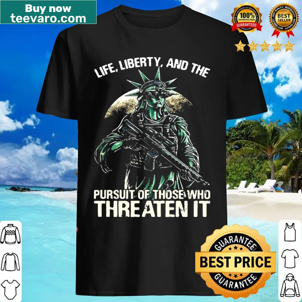 American flag graphic shirt with bold typography expressing patriotic values