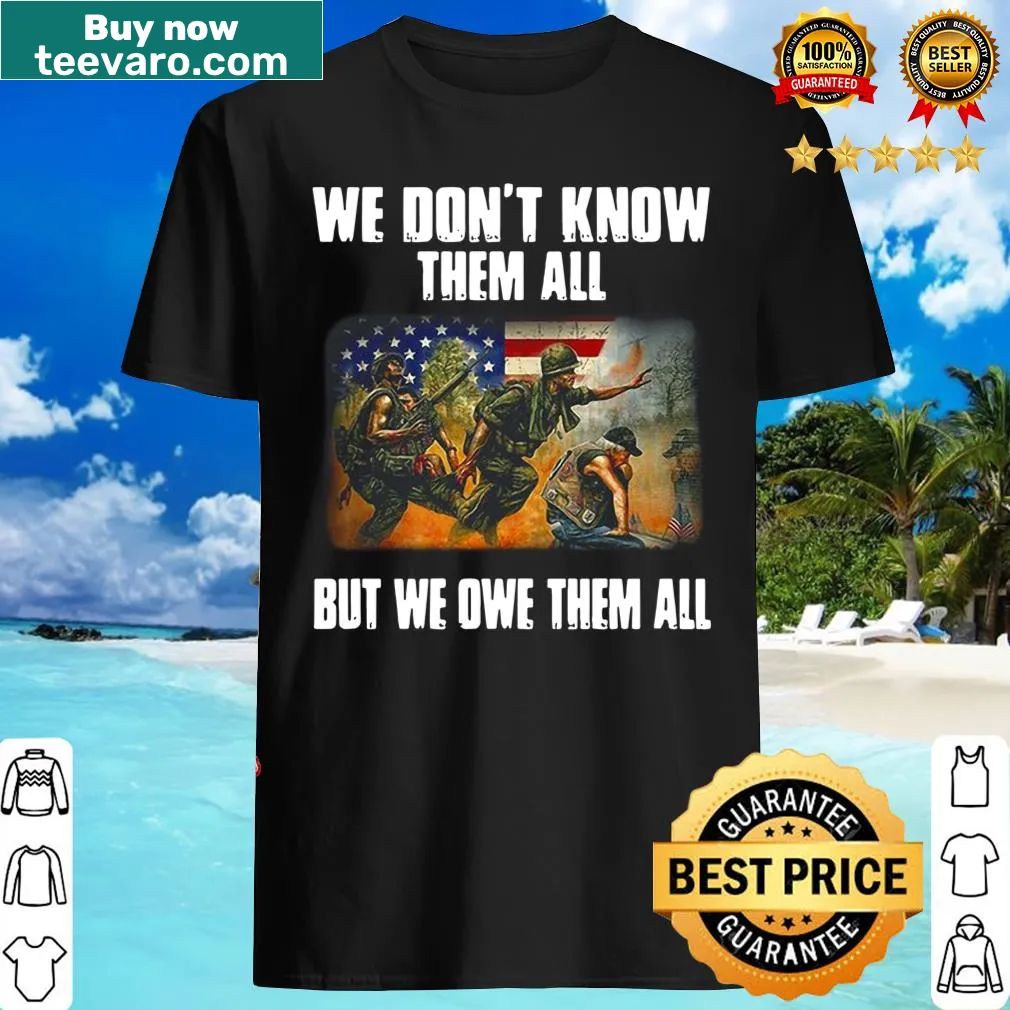 Shirt with American flag and tribute to veterans