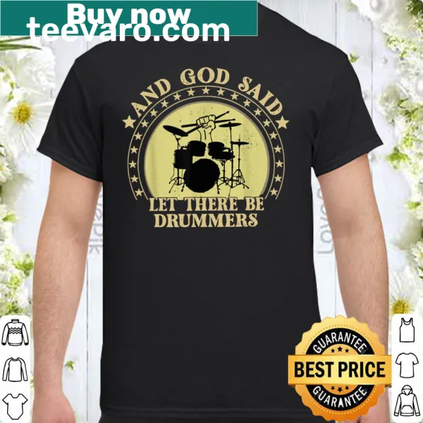Drummer-themed shirt with typography celebrating drumming in music
