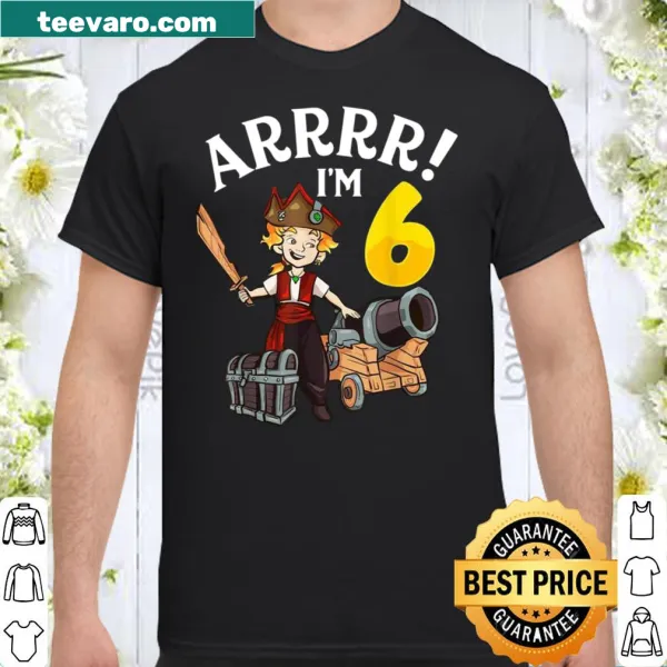 Pirate birthday shirt for kids stating 'Arrr I'm 6!'