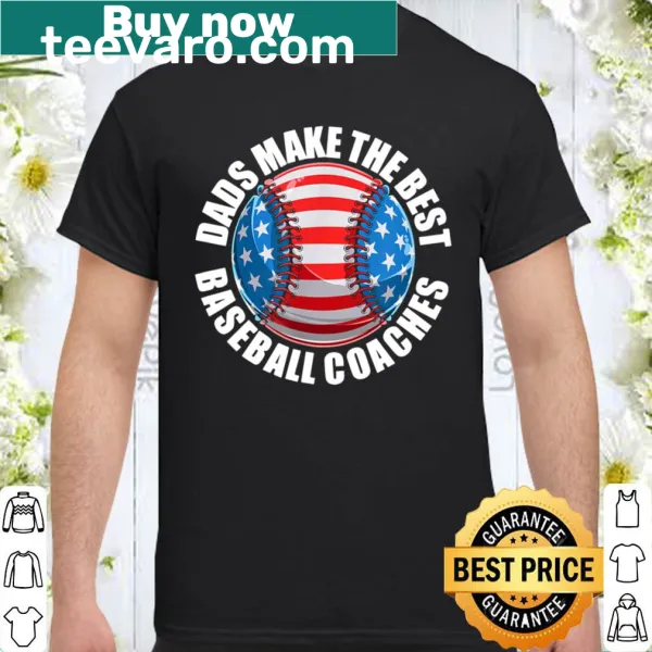 Baseball coach dad shirt with American flag and baseball design.