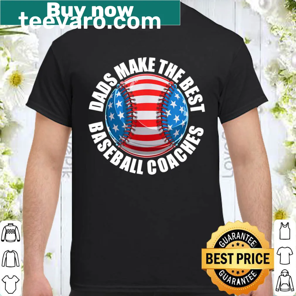 Baseball coach dad shirt with American flag and baseball design.