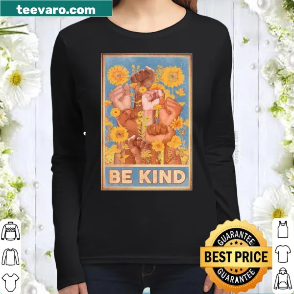 Multiracial sunflower design promoting kindness on a shirt