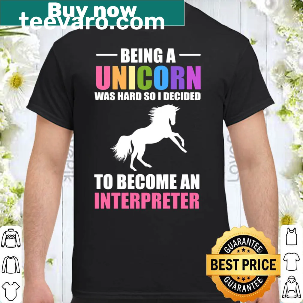 Typography t-shirt that says 'Become an Interpreter'