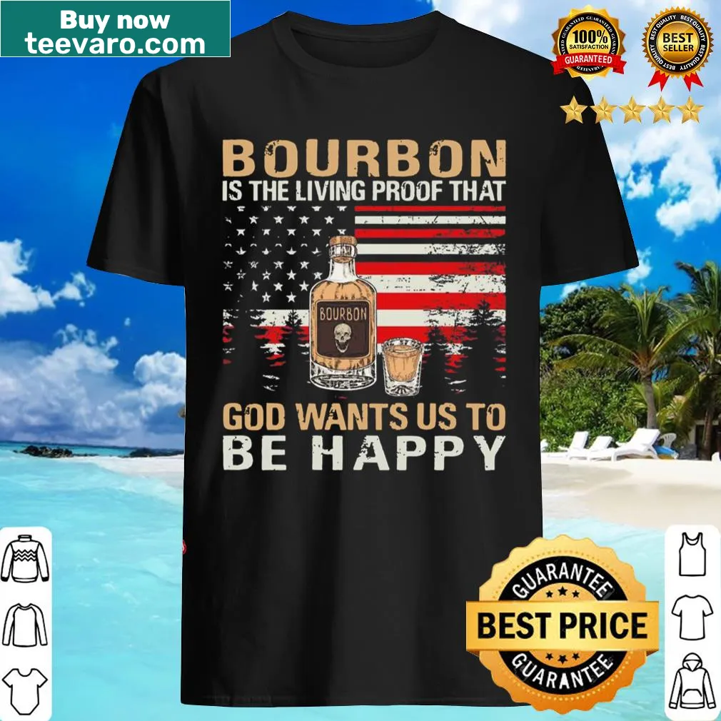 T-shirt featuring the phrase about bourbon and the American flag.