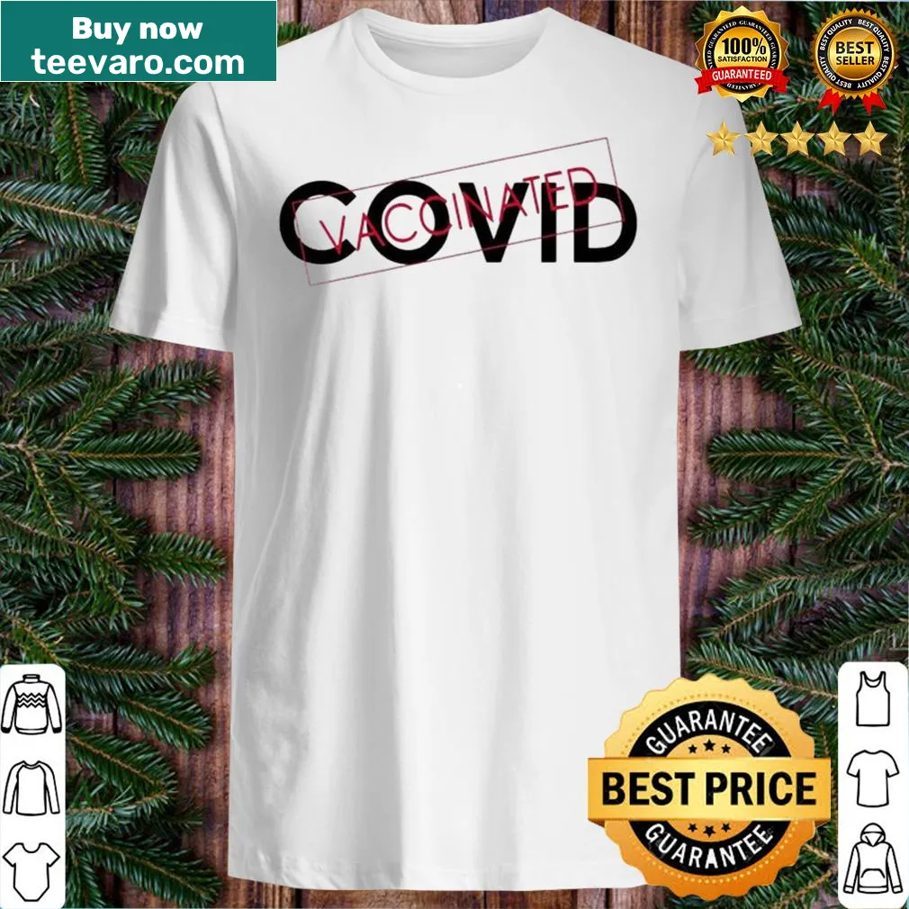 Baseball-themed t-shirt with 'Covid Vaccinated' stamp