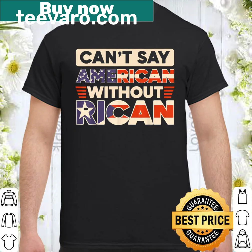 Text design celebrating Puerto Rican identity with 'Can't Say American Without Rican'