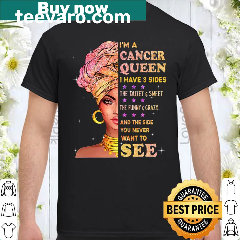 Playful Cancer zodiac shirt with three sides graphic