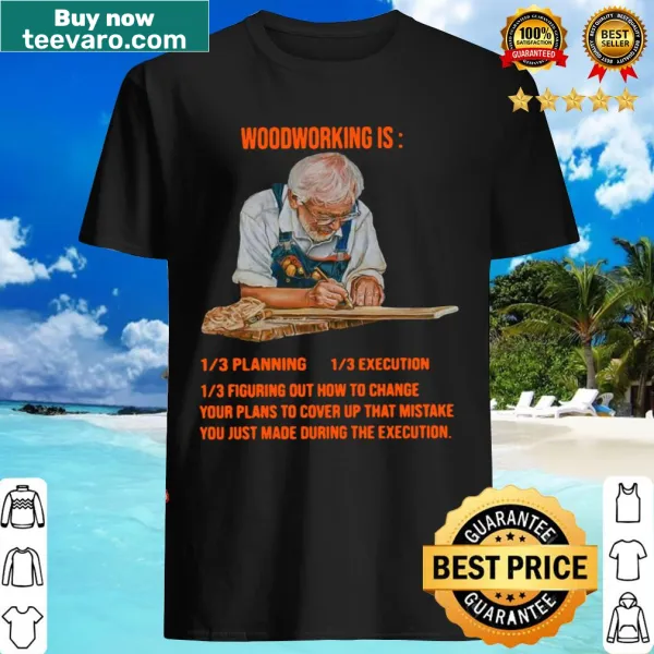 Badge-style carpenter shirt about woodworking and planning