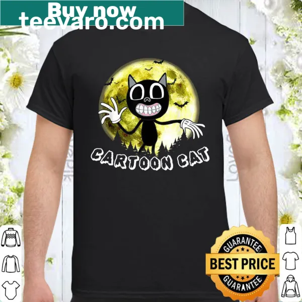 Cartoon cat horror character illustration on a T-shirt