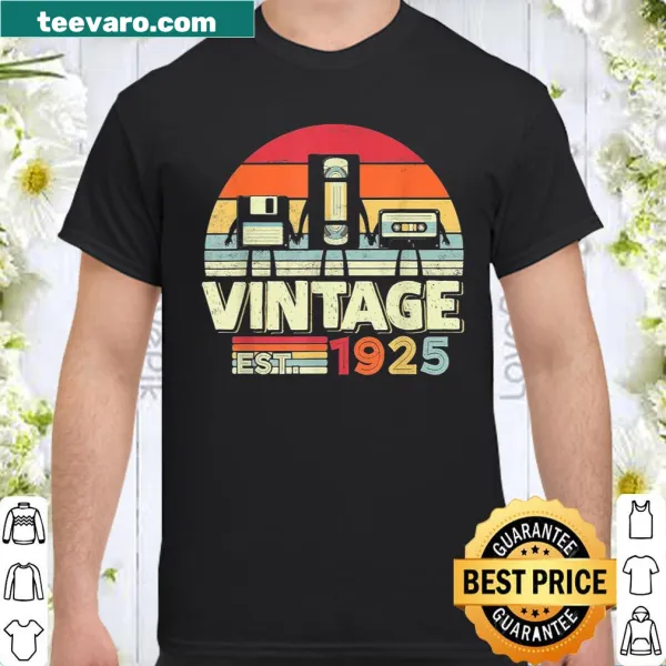 Vintage distressed shirt with cassette tape and 'Est 1925' text