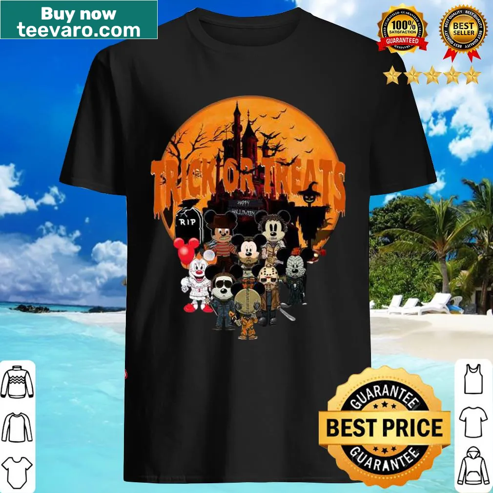 Cute chibi horror characters Halloween shirt with trick or treat text