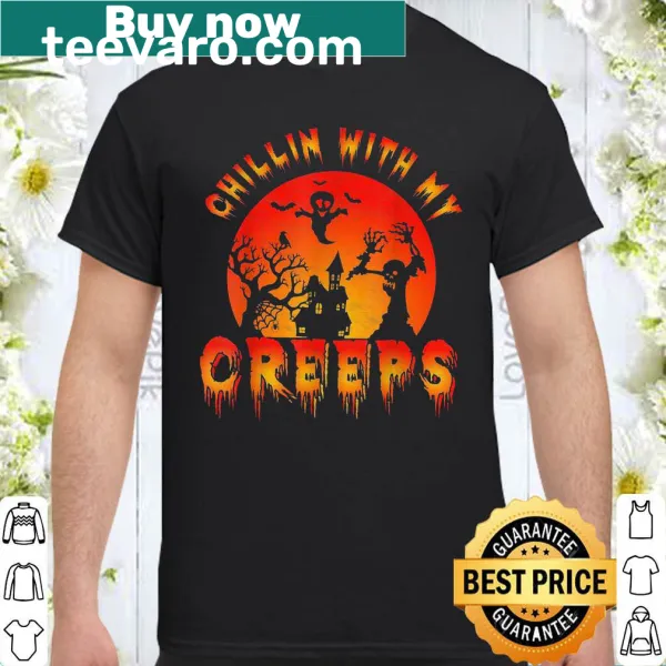 Playful Halloween shirt with various creepy characters