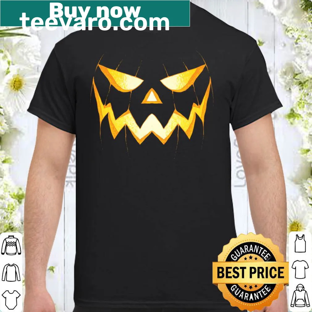 Illustrated pumpkin face t-shirt for Halloween with edgy design