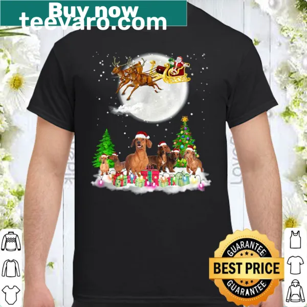 Dachshund Christmas shirt with Santa and reindeer lights