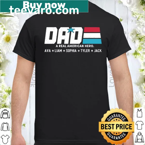 American hero-themed shirt honoring dads with bold typography