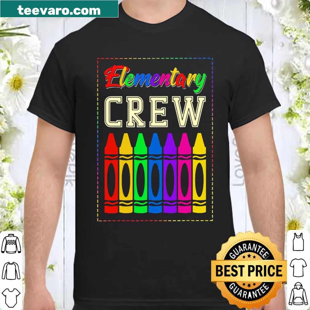 Shirt with 'Elementary Crew' text designed for students.