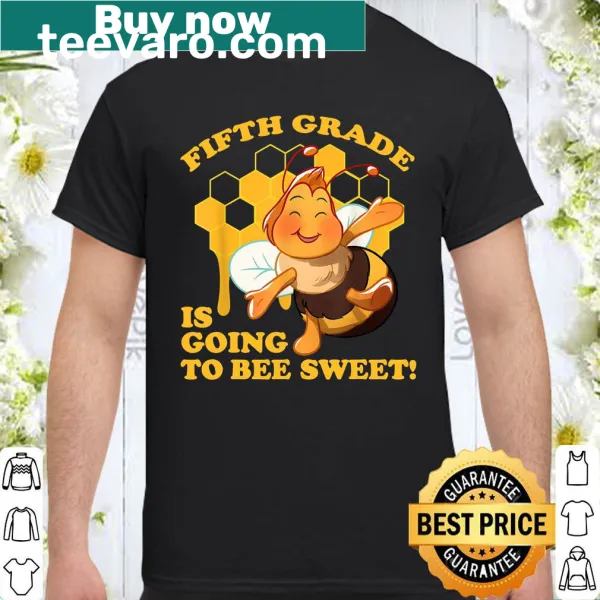 Cute bee illustration on a T-shirt celebrating fifth grade.
