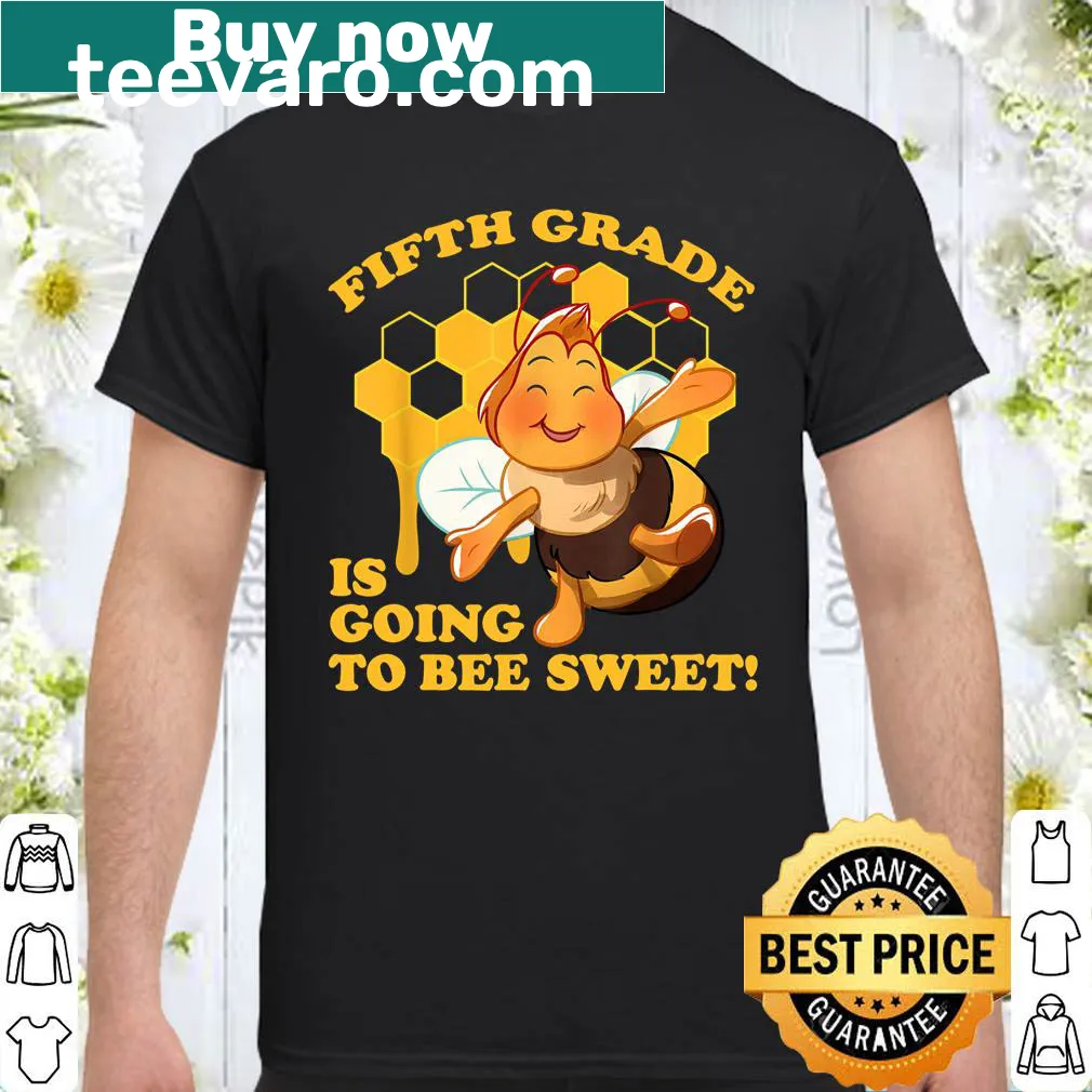 Cute bee illustration on a T-shirt celebrating fifth grade.