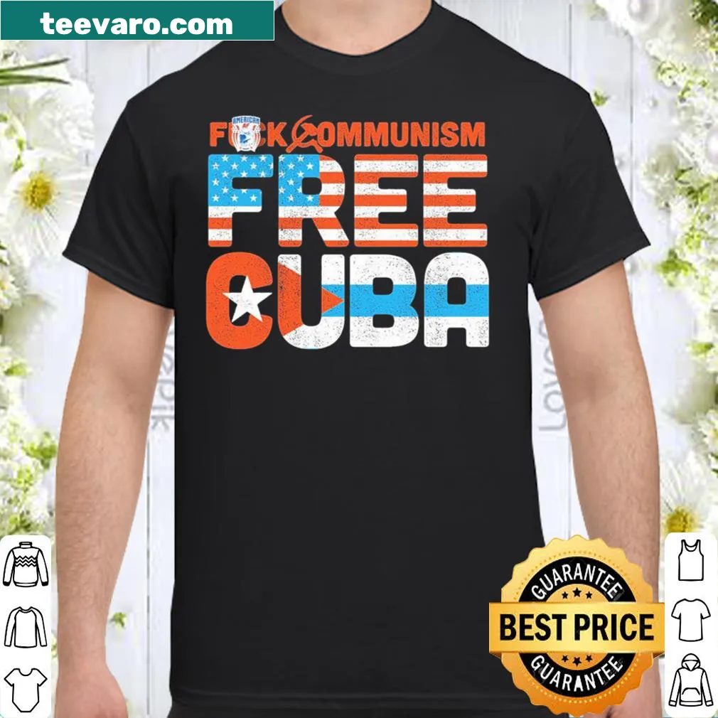 Bold shirt stating 'Fuck communism free Cuba' with strong typography