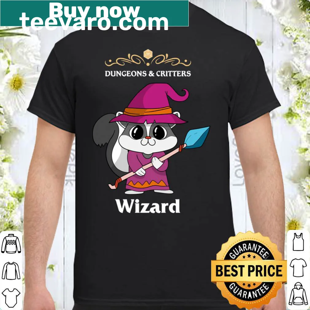Funny skunk wizard illustration on a roleplaying game t-shirt