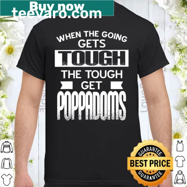 Playful typography shirt featuring Get Poppadoms phrase