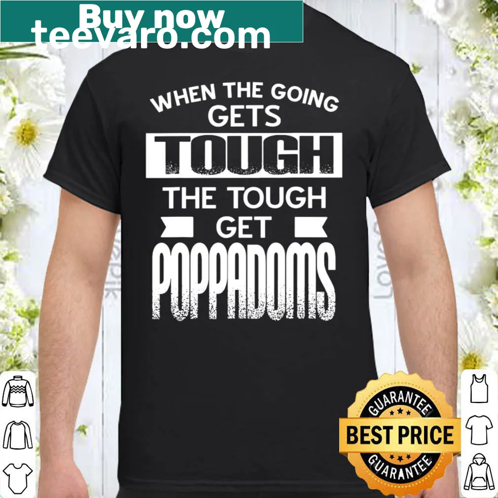Playful typography shirt featuring Get Poppadoms phrase