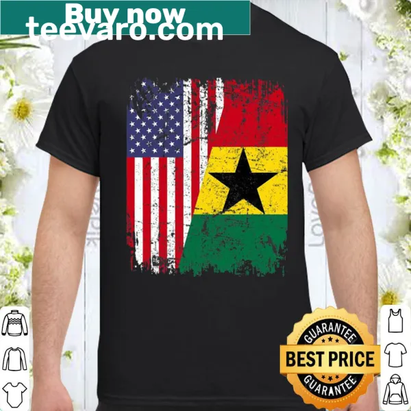 Shirt featuring a design combining the American flag with Ghanaian elements