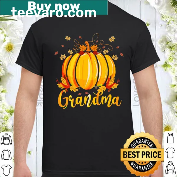 Cute Halloween shirt featuring pumpkins and fall leaves for grandmas.