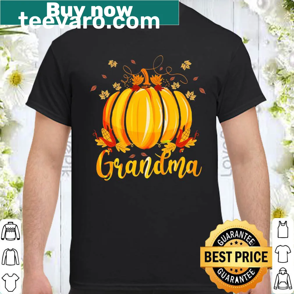 Cute Halloween shirt featuring pumpkins and fall leaves for grandmas.