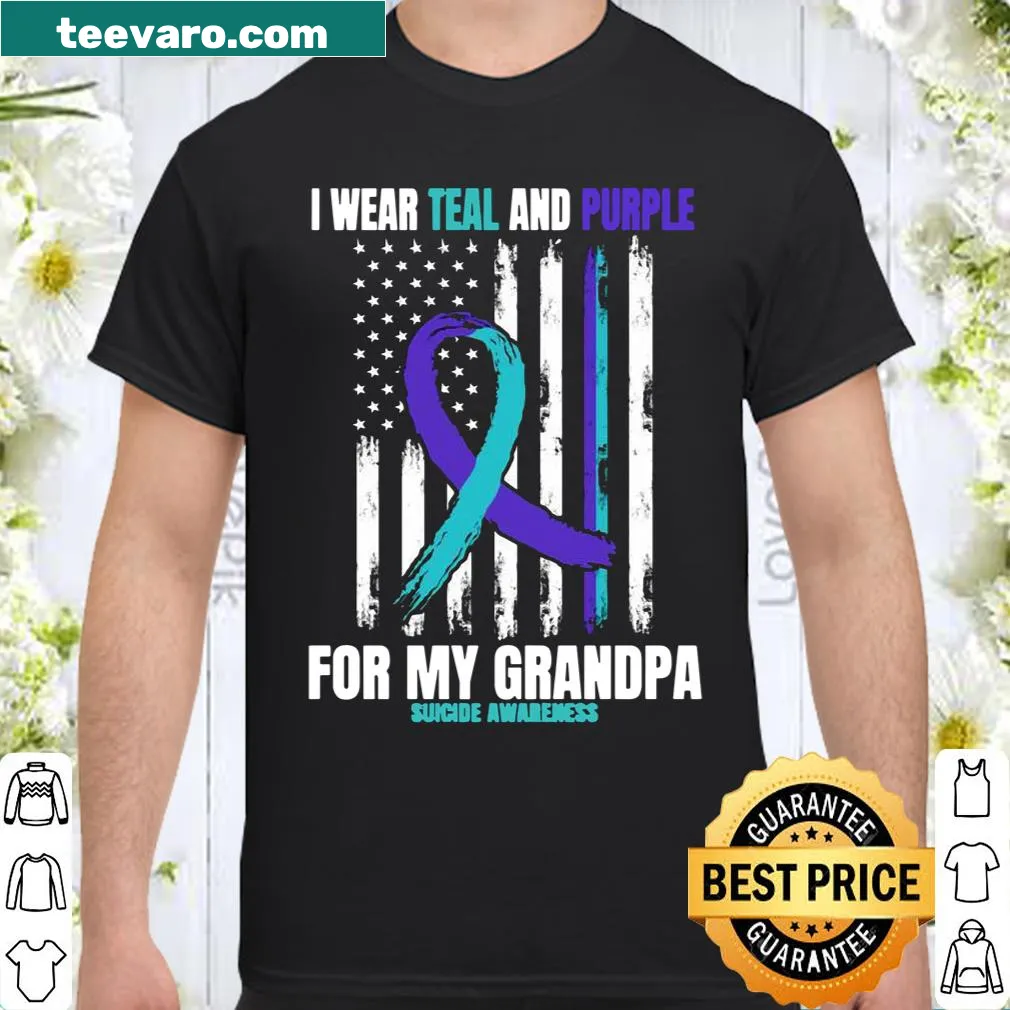 American flag graphic with suicide awareness message on a shirt