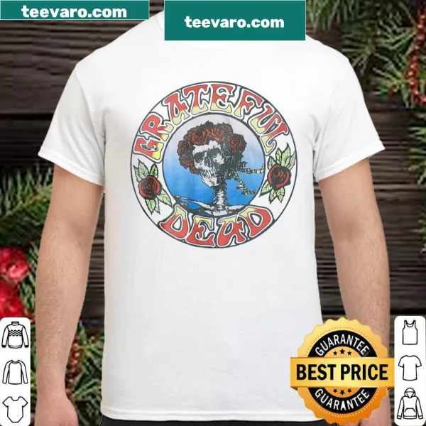 Grateful Dead skull and roses graphic on a music shirt