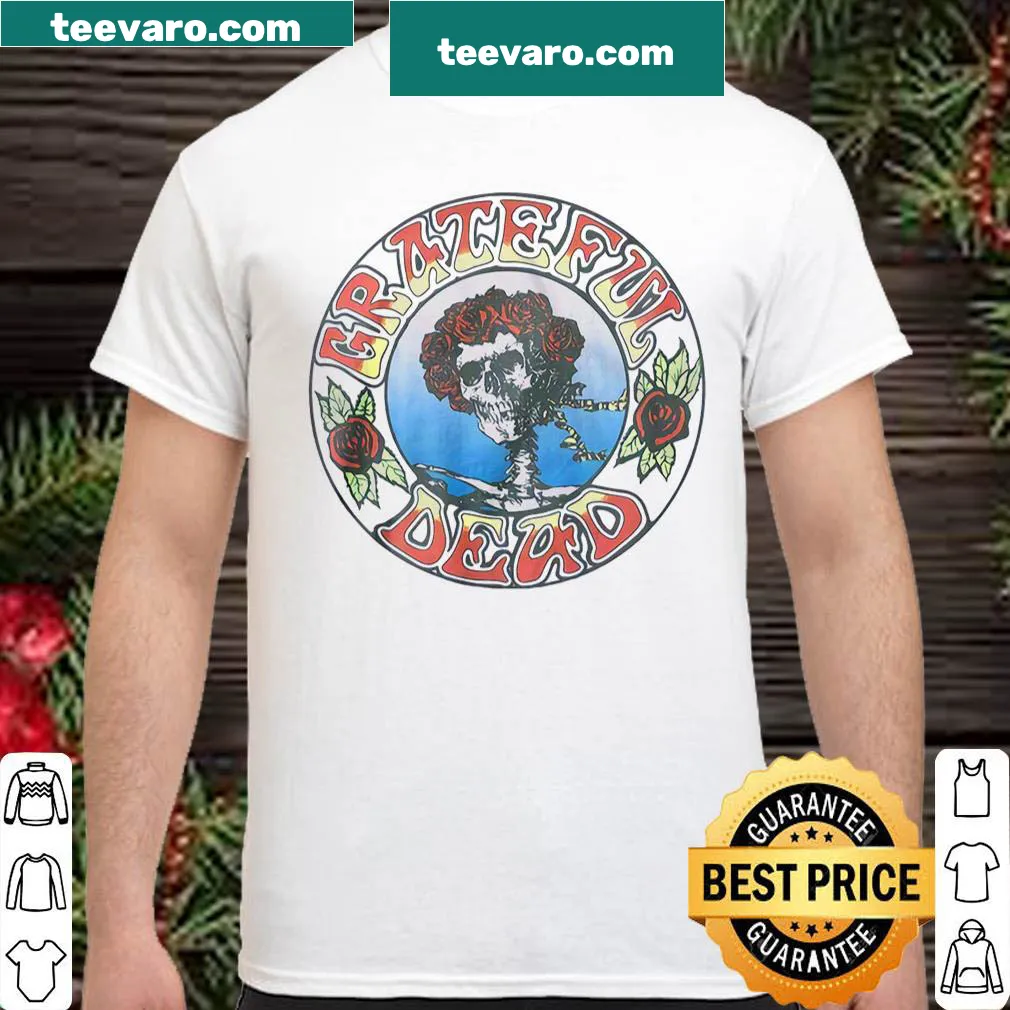 Grateful Dead skull and roses graphic on a music shirt