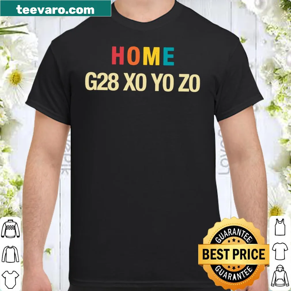 Minimalistic shirt with abstract typography reading G28 Xo Yo Zo