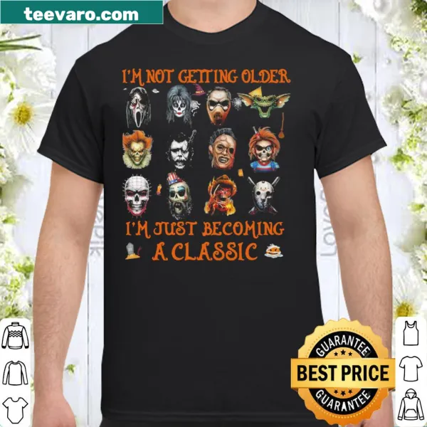 Humorous shirt about aging with horror character theme