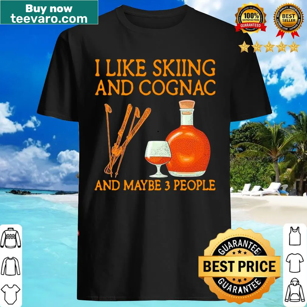 Playful t-shirt with 'I Like Skiing And Cognac' text